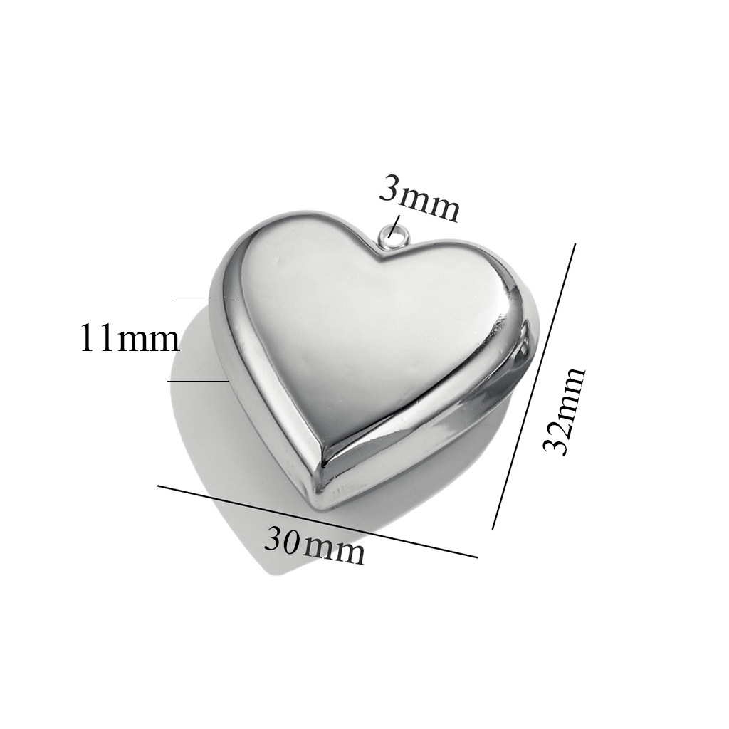 Silver color / 1 Piece Simple Fashionable Style Heart Shape Stainless Steel Women's Pendant Picture4